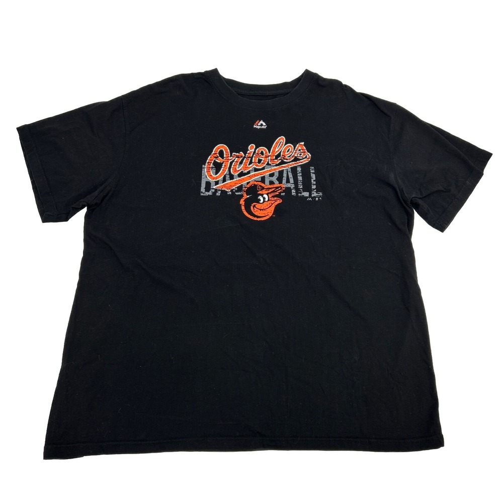 Baltimore Orioles Shirt Men's 3XL Black Majestic‎ Short Sleeve Crew Neck MLB